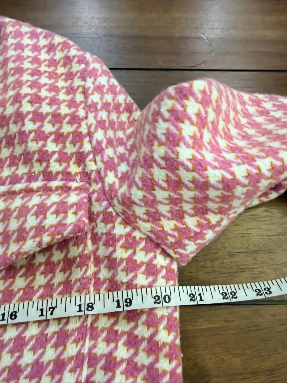 TCEC Pink Tweed Houndstooth Blazer Jacket & Skort Shorts Set Metallic Gold M